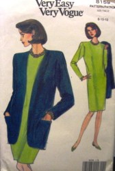 8159 EZ VOG UNLINED LONG JACKET, LONG SLEEVE DRESS PATTERN 8-18